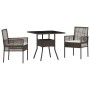 Conjunto de Comedor de Jardín de 3 Piezas Marrón Ratán Poliéster de , Sillas de jardín - Ref: Foro24-3334925, Precio: 189,45 ...