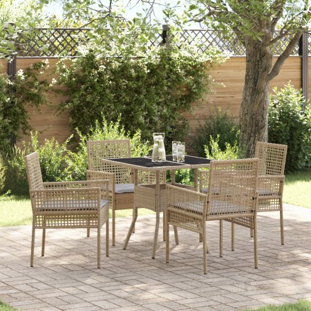 Juego de Comedor de Jardín de 5 Piezas Beige de Ratán Polímero de , Sillas de jardín - Ref: Foro24-3334930, Precio: 301,92 €,...