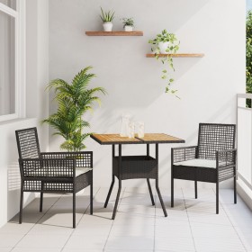 Set de Comedor de 3 Piezas para Jardín con Cojines Negros de Poliratán de , Sillas de jardín - Ref: Foro24-3334935, Precio: 2...