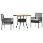 Set de Comedor de 3 Piezas para Jardín con Cojines Negros de Poliratán de , Sillas de jardín - Ref: Foro24-3334935, Precio: 2...