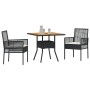 Set de Comedor de 3 Piezas para Jardín con Cojines Negros de Poliratán de , Sillas de jardín - Ref: Foro24-3334935, Precio: 2...