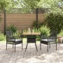Set de Comedor de 3 Piezas para Jardín con Cojines Negros de Poliratán de , Sillas de jardín - Ref: Foro24-3334935, Precio: 2...