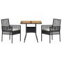 Set de Comedor de 3 Piezas para Jardín con Cojines Negros de Poliratán de , Sillas de jardín - Ref: Foro24-3334935, Precio: 2...