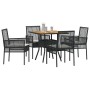 Conjunto de comedor de jardín de 5 piezas con cojines en negro de poliratán de , Sillas de jardín - Ref: Foro24-3334936, Prec...