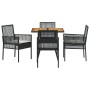 Conjunto de comedor de jardín de 5 piezas con cojines en negro de poliratán de , Sillas de jardín - Ref: Foro24-3334936, Prec...