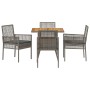 Juego de Comedor de Jardín de 5 Piezas con Cojines Gris Poliratán de , Sillas de jardín - Ref: Foro24-3334938, Precio: 296,28...