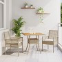 Juego de Comedor de Jardín de 3 Piezas con Cojines Beige Poliratán de , Sillas de jardín - Ref: Foro24-3334939, Precio: 192,4...