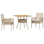 Juego de Comedor de Jardín de 3 Piezas con Cojines Beige Poliratán de , Sillas de jardín - Ref: Foro24-3334939, Precio: 192,4...