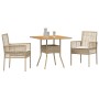 Juego de Comedor de Jardín de 3 Piezas con Cojines Beige Poliratán de , Sillas de jardín - Ref: Foro24-3334939, Precio: 192,4...