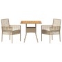 Juego de Comedor de Jardín de 3 Piezas con Cojines Beige Poliratán de , Sillas de jardín - Ref: Foro24-3334939, Precio: 192,4...