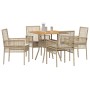 Conjunto de Comedor de Jardín de 5 Piezas con Cojines Beige Polirratán de , Sillas de jardín - Ref: Foro24-3334940, Precio: 2...