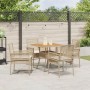 Conjunto de Comedor de Jardín de 5 Piezas con Cojines Beige Polirratán de , Sillas de jardín - Ref: Foro24-3334940, Precio: 2...
