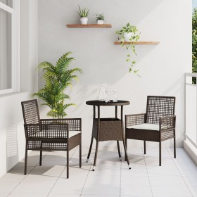 Juego de Comedor de Jardín de 3 Piezas Marrón Ratán Poliéster de , Sillas de jardín - Ref: Foro24-3334943, Precio: 162,21 €, ...