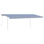 Toldo manual retráctil con LED azul y blanco 6x3,5 m de vidaXL, Toldos - Ref: Foro24-3070081, Precio: 848,48 €, Descuento: %