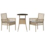 Juego de Comedor de Jardín Set de 3 Beige Mimbre, Vidrio Duradero de , Sillas de jardín - Ref: Foro24-3334947, Precio: 166,16...