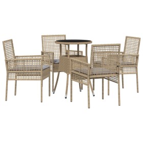 Conjunto de Comedor de Jardín de 5 Piezas Beige Polirratán de , Sillas de jardín - Ref: Foro24-3334948, Precio: 274,91 €, Des...