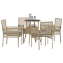 Conjunto de Comedor de Jardín de 5 Piezas Beige Polirratán de , Sillas de jardín - Ref: Foro24-3334948, Precio: 274,91 €, Des...