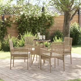 Conjunto de Comedor de Jardín Beige de Ratán Polivarato de , Sillas de jardín - Ref: Foro24-3334950, Precio: 273,42 €, Descue...