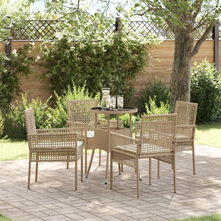 Conjunto de Comedor de Jardín Beige de Ratán Polivarato de , Sillas de jardín - Ref: Foro24-3334950, Precio: 273,42 €, Descue...