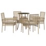 Conjunto de Comedor de Jardín Beige de Ratán Polivarato de , Sillas de jardín - Ref: Foro24-3334950, Precio: 273,42 €, Descue...