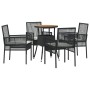 Conjunto de muebles de comedor Conjunto de 5 Negro Ratán, Poliéster de , Sillas de jardín - Ref: Foro24-3334952, Precio: 270,...