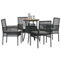 Conjunto de muebles de comedor Conjunto de 5 Negro Ratán, Poliéster de , Sillas de jardín - Ref: Foro24-3334952, Precio: 270,...