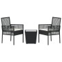 Conjunto Bistro de Jardín de 3 Piezas con Cojines en Ratan Sintético Negro de , Sillas de jardín - Ref: Foro24-3334955, Preci...