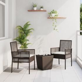 Conjunto de Bistro de Jardín de 3 Piezas con Cojines Marrón de Poliratán de , Sillas de jardín - Ref: Foro24-3334956, Precio:...