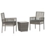 Set de Bistro de Jardín de 3 Piezas con Cojines en Gris de Poliratán de , Sillas de jardín - Ref: Foro24-3334957, Precio: 158...
