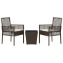 Conjunto de Bistro de Jardín de 3 Piezas con Cojines Marrón de Poliratán de , Sillas de jardín - Ref: Foro24-3334956, Precio:...