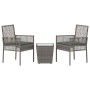 Set de Bistro de Jardín de 3 Piezas con Cojines en Gris de Poliratán de , Sillas de jardín - Ref: Foro24-3334957, Precio: 158...
