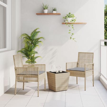 Conjunto de bistro de jardín de 3 piezas con cojines Beige de polirratán de , Sillas de jardín - Ref: Foro24-3334958, Precio:...