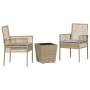 Conjunto de bistro de jardín de 3 piezas con cojines Beige de polirratán de , Sillas de jardín - Ref: Foro24-3334958, Precio:...