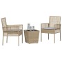 Conjunto de bistro de jardín de 3 piezas con cojines Beige de polirratán de , Sillas de jardín - Ref: Foro24-3334958, Precio:...