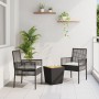 Conjunto de Bistro de Jardín de 3 Piezas con Cojines Ratan de Polipropileno Negro de , Sillas de jardín - Ref: Foro24-3334960...