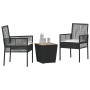 Conjunto de Bistro de Jardín de 3 Piezas con Cojines Ratan de Polipropileno Negro de , Sillas de jardín - Ref: Foro24-3334960...