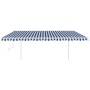 Toldo manual retráctil con postes azul y blanco 5x3,5 m de vidaXL, Toldos - Ref: Foro24-3070056, Precio: 496,23 €, Descuento: %