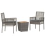 Conjunto de Bistro de Jardín de 3 Piezas con Cojines Gris de Poliratán de , Sillas de jardín - Ref: Foro24-3334961, Precio: 1...