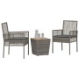 Conjunto de Bistro de Jardín de 3 Piezas con Cojines Gris de Poliratán de , Sillas de jardín - Ref: Foro24-3334961, Precio: 1...