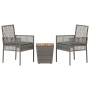 Conjunto de Bistro de Jardín de 3 Piezas con Cojines Gris de Poliratán de , Sillas de jardín - Ref: Foro24-3334961, Precio: 1...