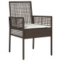 Juego de Bistro de Jardín de 3 Piezas con Cojines Marrón de Poliratán de , Sillas de jardín - Ref: Foro24-3334963, Precio: 17...