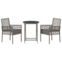 Conjunto de Bistro de Jardín de 3 Piezas con Cojines Gris de Poliratán de , Sillas de jardín - Ref: Foro24-3334964, Precio: 1...