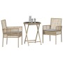 Conjunto de Bistro de Jardín de 3 Piezas con Cojines Beige de Poliratán de , Sillas de jardín - Ref: Foro24-3334965, Precio: ...