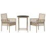 Conjunto de Bistro de Jardín de 3 Piezas con Cojines Beige de Poliratán de , Sillas de jardín - Ref: Foro24-3334965, Precio: ...