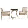 Conjunto de jardín bistró de 3 piezas con cojines beige de poliratán de , Sillas de jardín - Ref: Foro24-3334966, Precio: 180...