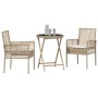 Conjunto de jardín bistró de 3 piezas con cojines beige de poliratán de , Sillas de jardín - Ref: Foro24-3334966, Precio: 180...