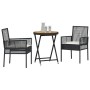 Set de Bistro de Jardín de 3 Piezas con Cojines Ratané Negro de , Sillas de jardín - Ref: Foro24-3334967, Precio: 164,04 €, D...