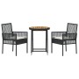Set de Bistro de Jardín de 3 Piezas con Cojines Ratané Negro de , Sillas de jardín - Ref: Foro24-3334967, Precio: 164,04 €, D...