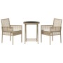 Conjunto de jardín bistró de 3 piezas con cojines beige de poliratán de , Sillas de jardín - Ref: Foro24-3334966, Precio: 180...