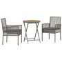 Set de Bistro de Jardín de 3 Piezas con Cojines Gris de Poliratán de , Sillas de jardín - Ref: Foro24-3334968, Precio: 163,16...